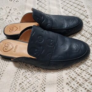 G/FORE Womens Debossed Mule Street Shoes Slip Ons Blue Size 7 Skull Cross Bones